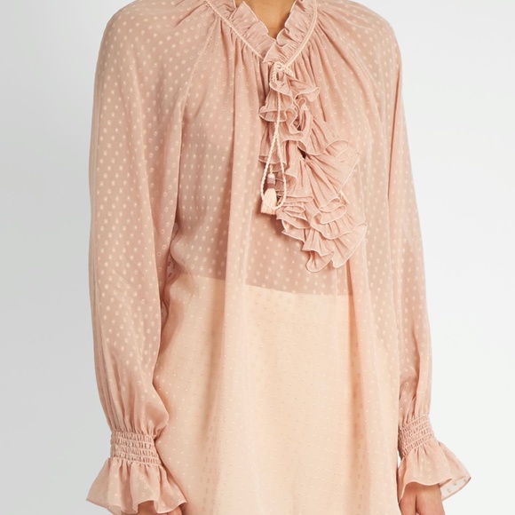 Roberto Cavalli Ruffle Silk-georgette Blouse Small - Picture 3 of 10